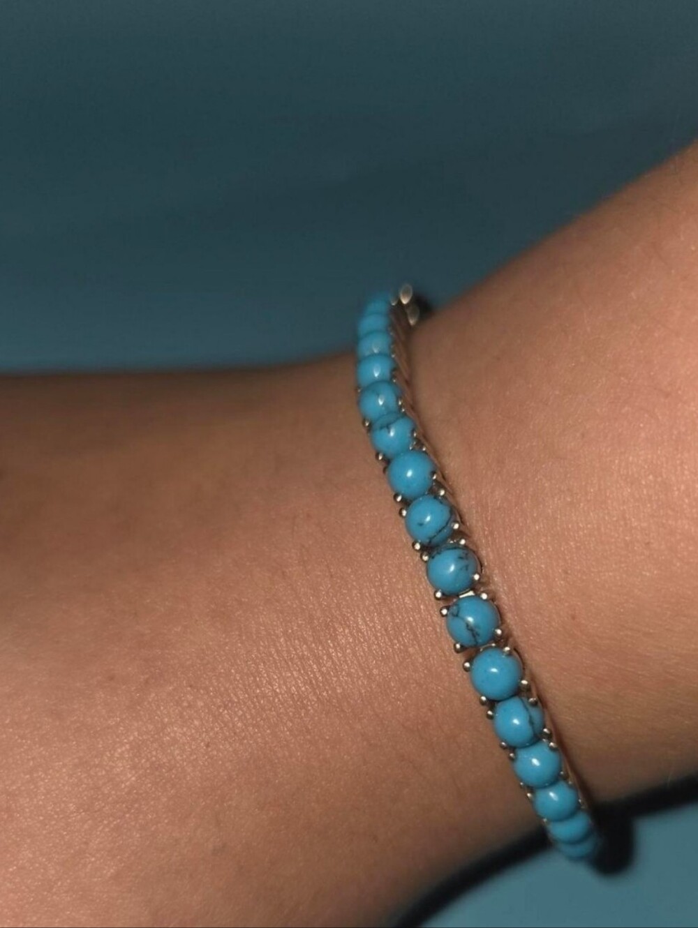 Turquoise Bracelet, 925 Sterling Silver , Tennis Bracelet